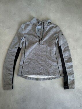 NIKE Girls Gray 3/4 Zip Long Sleeve Top Size Small